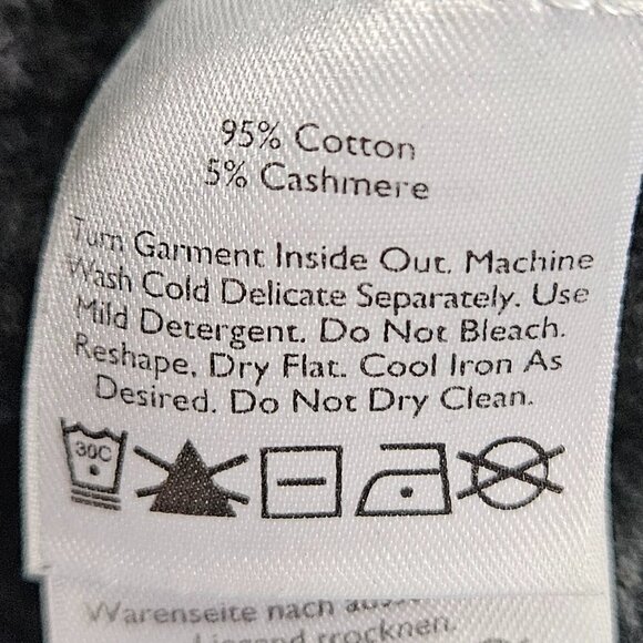 Eddie Bauer Gray/Black Cotton/Cashmere Zig Zag Stripe Knit V-Neck Sweater L Tall - Picture 4 of 6